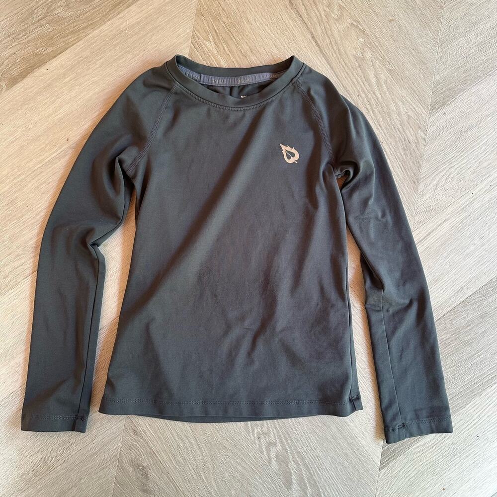 Baleaf Gray Base Layer Long Sleeve Swim Shirt Rash Guard Compression Boys XS